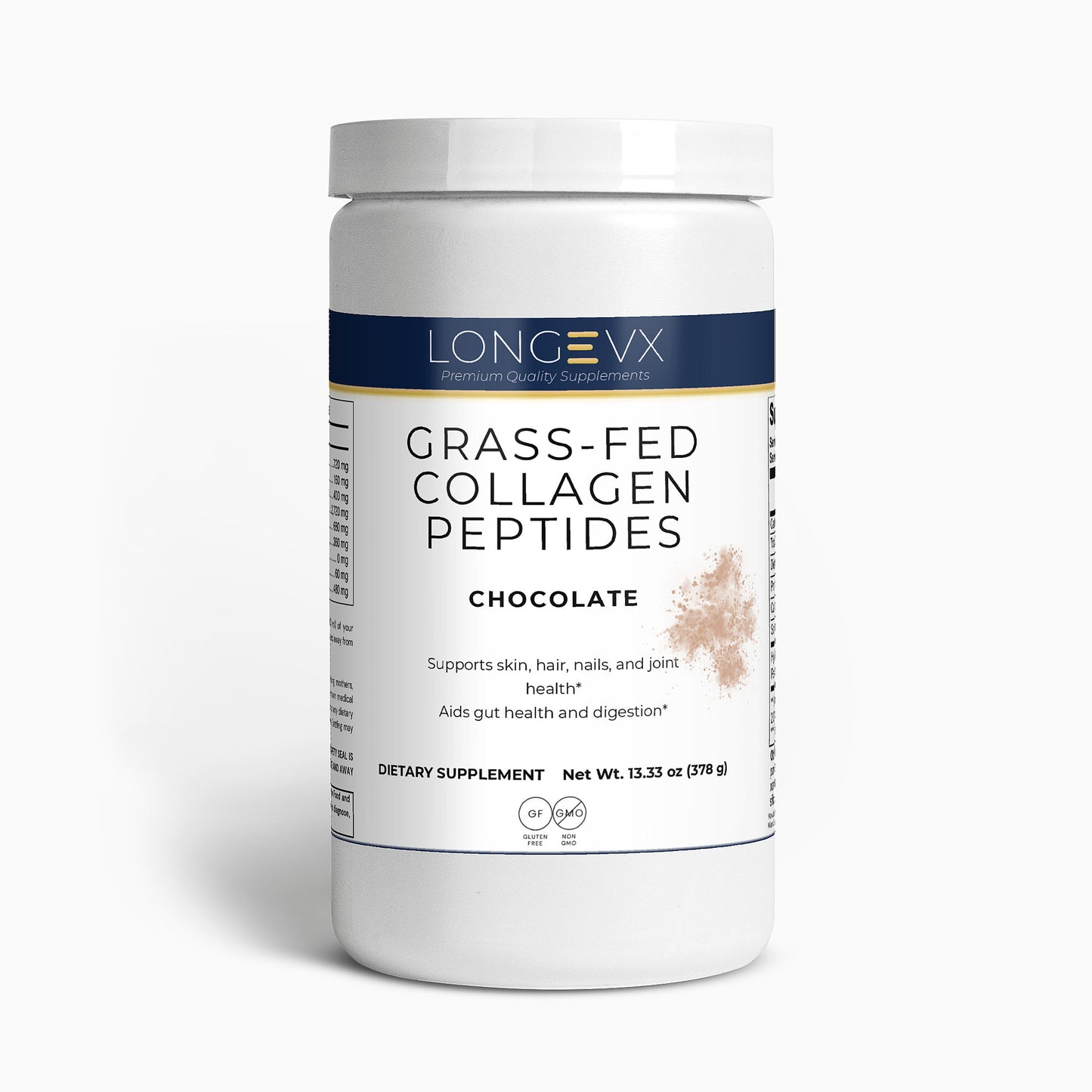 Grass-Fed Collagen Peptides Powder (Chocolate) - LongeVX